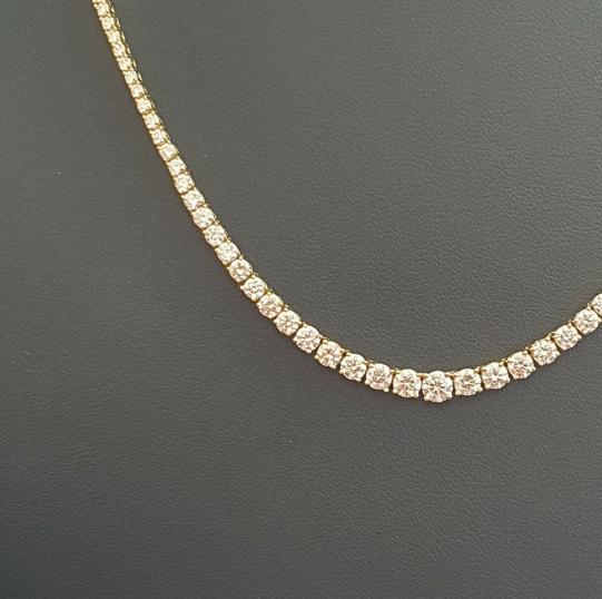 9-40ct-g-h-si-natural-round-diamond-graduated-tennis-necklace-in-hallmarked-18k-yellow-gold