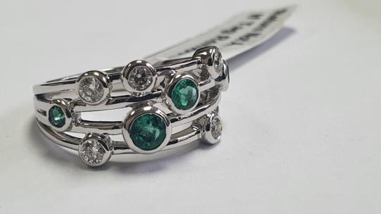 1-00ct-green-emerald-round-diamond-bubble-ring-uk-hallmarked-platinum